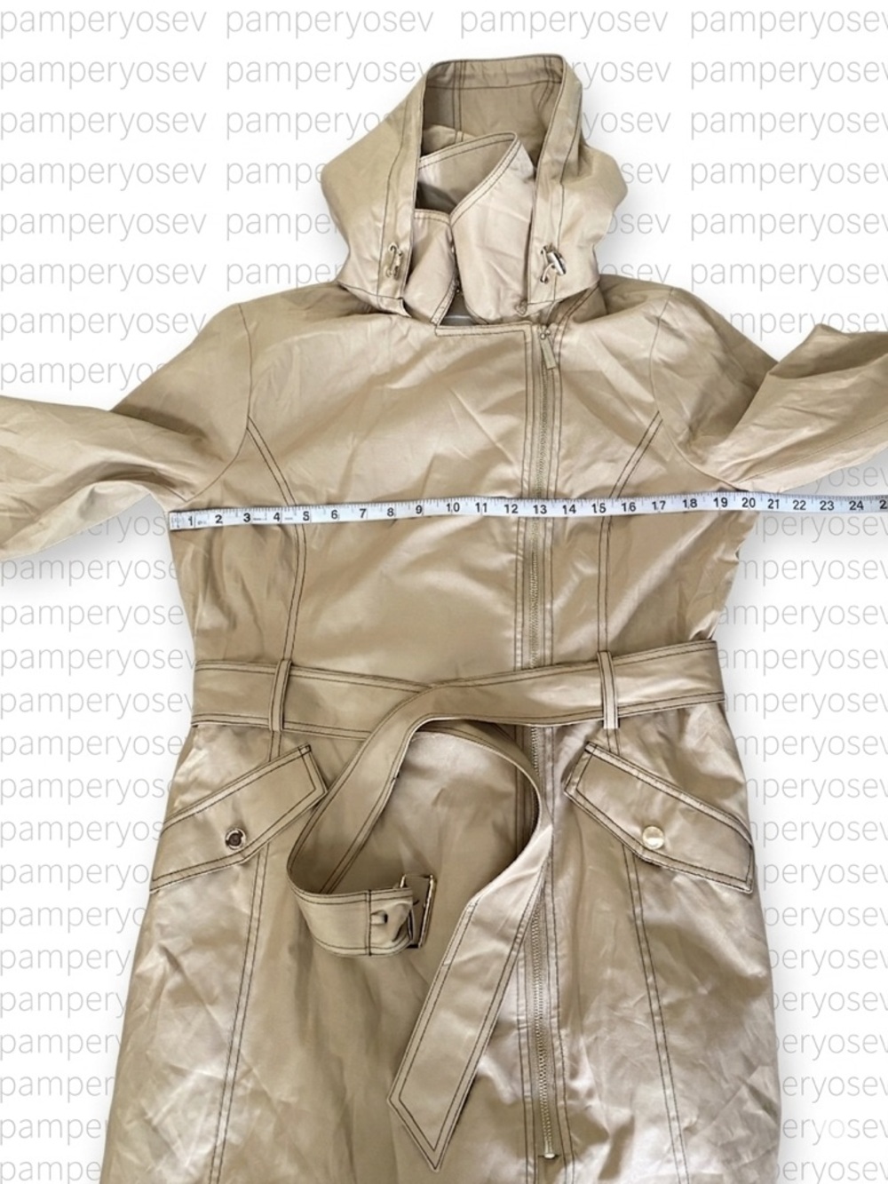 Michael Kors Women's Tan Trench Coat with Belt - Picture 5 of 14